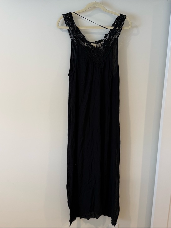 Dresses & Skirts - Pia Rossini Resort Wear | Black Crochet Trim Maxi Dress